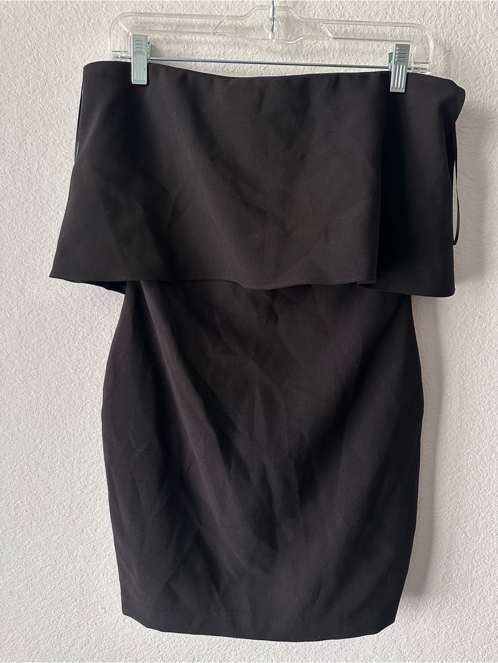 Likely Banks Dress Black Strapless Ruffle Popover Mini Dress Size 8 NWT‎